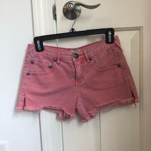 Free people red ripped jean shorts